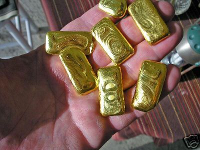 gold bars - at 655 an ounce as this is posted, thas alot of money there.