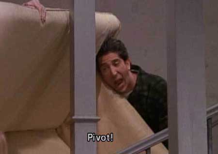 Ross moving sofa - It was a hilarious scene from FRIENDS.Ross screaming 'Pivot',and Chandler saying 'Shut up,shut up,shut uuuuuuup'