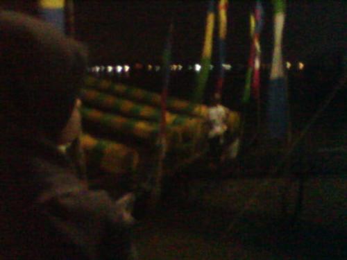 a wood cannon - that was a celebration on night during idul fitri. many people watch it, and the sound, wow. sory about the picture if it too dark.