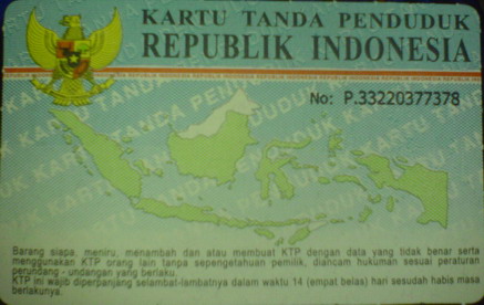 indonesian id card - it is the scanned of indonesian id card. it shows indonesian flag and map