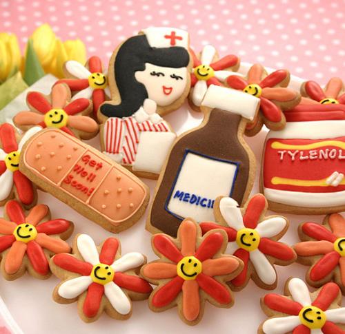 cute cookies - Get Well Soon cookies, looks so cute too! This one's for sending to sick loved ones. Cutestfood.com