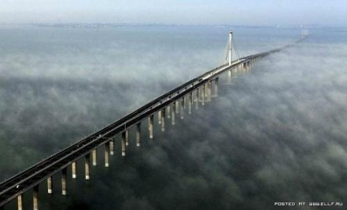 Bridge across the gulf of Jiaozhou - In the Chinese province of Shandong is a bridge across the Gulf of Jiaozhou, bridge length is 36 K.M.