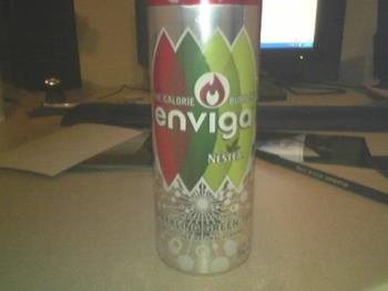 Enviga - The new calorie burning soft drink from Coca Cola.  This is the Berry flavored drink and it was pretty good.  