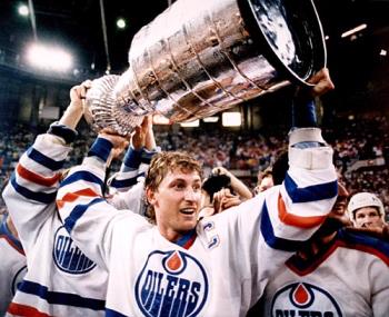 A younger Gretzky - holding Sir Stanley&#039;s Cup