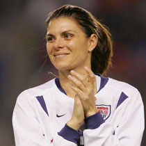 Mia Hamm - photo of MiaHamm, one of the best female football/soccer players in the world. When she retired she had scored 158 goals, over 50 more than any other football/soccer player in the world male or female. Mia Hamm - photo of MiaHamm, one of the best female football/soccer players in the world. When she retired she had scored 158 goals, over 50 more than any other football/soccer player in the world male or female.