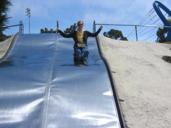 big slide - me going down a big slide