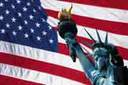 United State Flag - This is the flag of the united states with the statue of liberty.