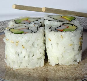 sushi - california sushi is made with imitation crab