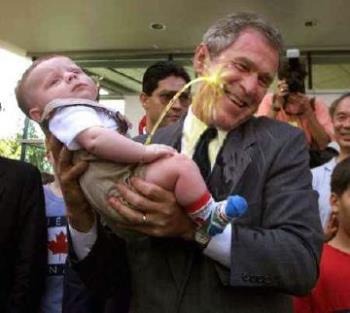 Pee On Bush - Baby Pees On President Bush!
