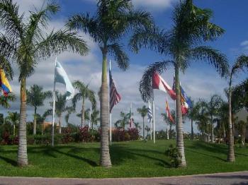 flags outside a resort we stayed at in Mexico - i thought it was neat how this hotel displayed a lot of different countries flags in front of the hotel in Mexico
