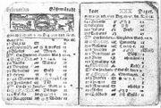 Valentines day - Swedish calendar showing St Valentine&#039;s Day, February 14, 1712