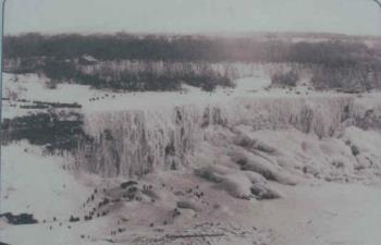Frozen Niagara - A picture of Niagara falls frozen in 1936.