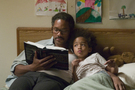 The pursuit of happyness - Chris Gardner (Will Smith) reading his book while putting his son Christopher (Jaden Smith) to sleep.