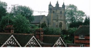 View of Church from Dining Room Window - Bolney Church, across rooftops from my dining room window.