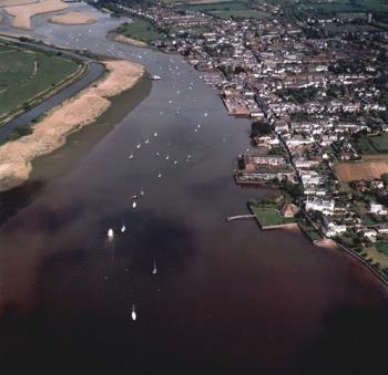 River Exe - An aerial photo of the River Exe showing the Town of Topsham, which is just south of the ancient city of Exeter, Devon UK