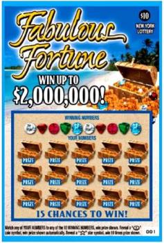 Fabulous Fortune Scratch Off Ticket - Match any of YOUR NUMBERS to any of the 10 WINNING NUMBERS, win prize shown 
Reveal a coin symbol, win prize automatically 
Reveal a star symbol, win 10 times prize shown
