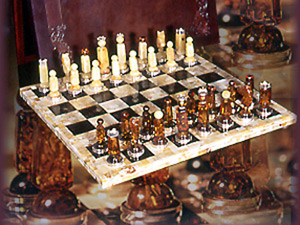 Chess - A Greek chess made of amber.