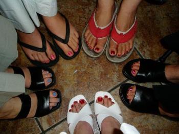 my friends feet! - We all got manicures for my wedding!