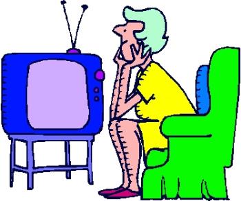 Watching T.V. - A lady watching television.