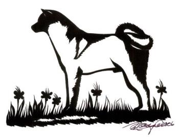 silhouette cutting of Akita - One of my scissor cuts freehand. 