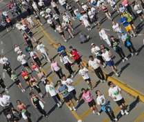 runners - A mass of people running.
