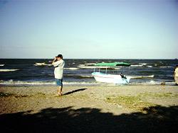 Ocean side in Costa Rica - This is my husband on a beach near La Cruz, Costa Rica