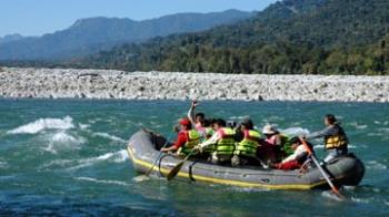 Manas river with rafter in my place - rafting at assam river,india