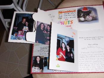 My scrapbook page - Take the greeting cards that everyone gave you and paste them on to the page so that they can all be opened. Inside, paste a picture of you with that guest or their gift. It&#039;s a cost-free way to scrapbook the occasion :)