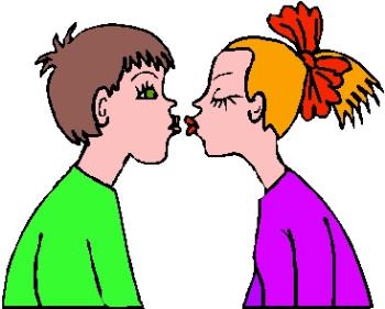 First kiss - Two young kids kissing