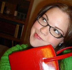 Vintage Purse and Glasses - Me with my vintage bright red purse and cateye glasses