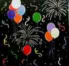 congratulations - fireworks,confetti,and balloons on black background