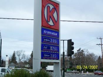 Gas Station - Here is a sign showing the prices at the end of February they have increased very fast this time for no real reason. Gas Station - Here is a sign showing the prices at the end of February they have increased very fast this time for no real reason.
