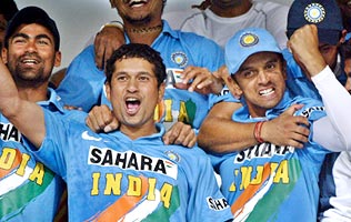 Indian Cricket Team. - Men in blue.