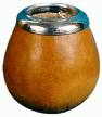 Gourd for drinking mate. - You fill the gourd with yerba mate (ilex paraguayensis), pour hot water on it and sip the hot beverage with a silver or metal straw.