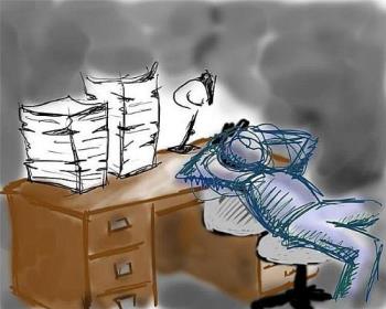 Slacker Avoiding Work - This is a drawing of a slacker at his desk, avoiding work. Slacker Avoiding Work - This is a drawing of a slacker at his desk, avoiding work.