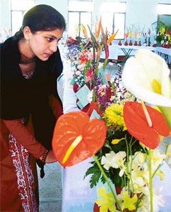 enjoying the scent of the flowers - fresh flowers