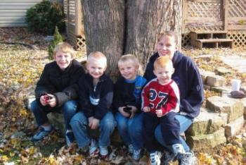 My Monsters, well 4 of them!  - Kids at cousin's house. Josh, Caleb, Blake, Levi and Mommy!