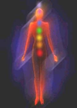 Meditation and Chakra Balancing - I love how this image is soft but shows all the main chakra&#039;s points in the body, and the glow of the aura around the outside.