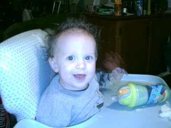 My baby&#039;s spikey hair - His hair is a little thicker than this now. This was right after Christmas, so it&#039;s had time to grow since then! His aunt just loves it spikey, though.