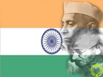 Indian Legends - Indian Legends on Indian Flag, Pandit Neheru & the Father of nation Mahatma Gandhi