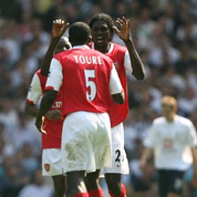 Adebayor and Toure - Adebayor and Toure at Arsenal vs Tottenham match