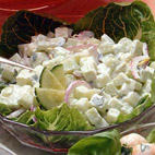 Creamy Cucumber Salad - This salad features several springtime flavors or ingredients--lemon, mint and cucumber Creamy Cucumber Salad - This salad features several springtime flavors or ingredients--lemon, mint and cucumber