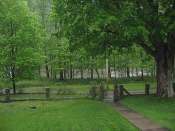 View from my swing on the front porch - The leaves are turning green and the water is looking inviting. We had a fisherman catch a fish yesterday from this river that you are looking at. It is dusk now so it is a little dark to view. I hope you enjoy it. 