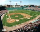 Fenway Park, Home of the Red Sox - photo of Fenway Park, home of the Red Sox baseball team in Boston, Massachussetts. Notice the famous "green monster" in the upper left hand corner. Used to see Ted Williams, who was the greatest left fielder who ever played the balls that were hit off that wall. 