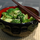 broccoli salad - this bright green salad features blanched broccoli tossed in a light sesame dressing with toasted sesame seeds. quick and delicious


2 tablespoons sesame seeds 
1 1/2 pounds fresh broccoli, cut into bite size pieces 
2 tablespoons rice vinegar 
2 tablespoons soy sauce 
2 tablespoons sesame oil 
2 teaspoons white sugar 

preheat oven to 375 degrees f (190 degrees C). toast sesame seeds for 3 to 5 minutes, or until the seeds begin to turn golden brown. set aside. 
bring a large pot of water to a boil. Cook broccoli in boiling water for 3 to 5 minutes, or until desired tenderness. drain, and transfer to a large bowl. 
In a small bowl, whisk together the vinegar, soy sauce, sesame oil, sugar, and sesame seeds. Pour over broccoli, and toss to coat. 
