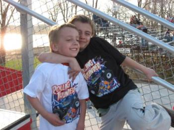 My Grandsons - Hunter (6) on the left.
Tyler (8) on the right.
Taken at the local racetrack 3 weeks ago.
