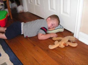 Alex - my son sleeping on the floor
