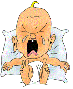 baby crying, but not under water - this is a cartoon of a baby crying, baby looks too cute here...