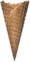 waffle cone - This is what a waffle cone look like. Sometimes the inside is coated in chocolate.