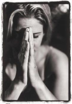 Woman In Prayer - This photo depicts a woman in constant prayer for your family....all things shall happen to give glory to God...leave your burdens at the door and he will take care of all....